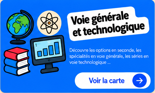 Voie générale et technologique : découvrir les options en seconde, les spécialités et les séries technologiques. Voir la carte.